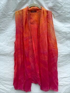 Casual Lightweight Sleeveless Vest - Multicolor Pink & Orange